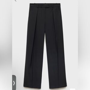 MANGO Straight-Fit Pleated Pants | Black | Wool Blend | Mid-Rise